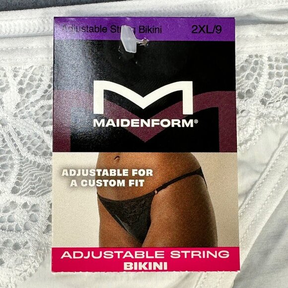 Maidenform Womens Size 2XL/9 Panty Bikini Adjustable String Bikini White New - Picture 3 of 8